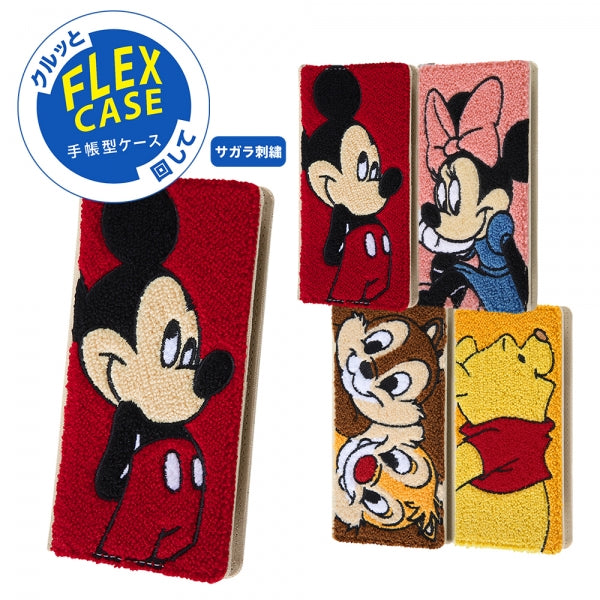 『ディズニーキャラクター』/手帳型 FLEX CASE サガラ刺繍/ミッキーマウス